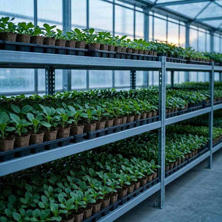 Cultivation of seedlings in a greenhouse in the Netherlands.