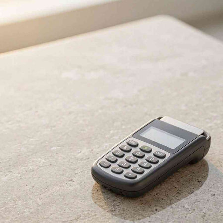 Calculator on the table in the office. Selective focus.