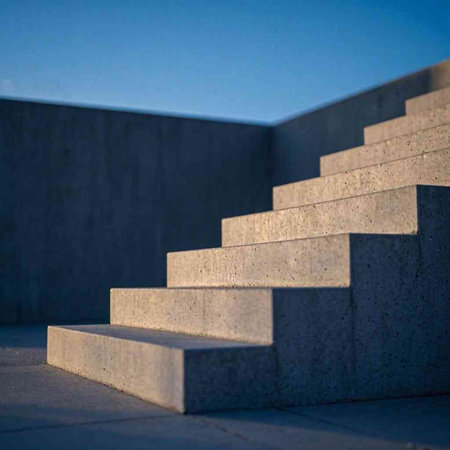 Staircase leading up to blue sky. Conceptual image.