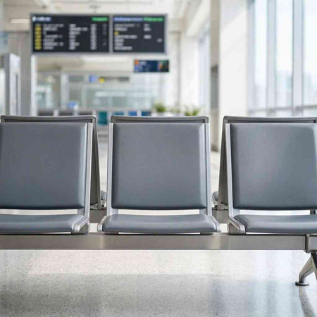 Waiting area in the airport. Empty seats in airport terminal.