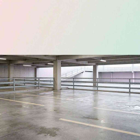 Empty parking lot in modern building, 3d rendering. Computer digital drawing.
