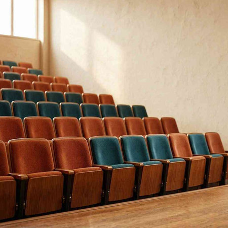Row of chairs in the auditorium of a theater or cinema.
