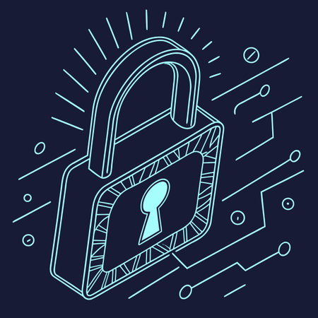 Vector illustration of a closed padlock on a dark blue background.のイラスト素材