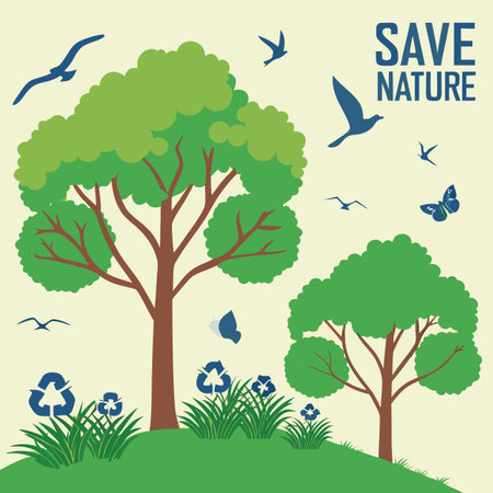 Save nature design over beige background, vector illustration eps10のイラスト素材