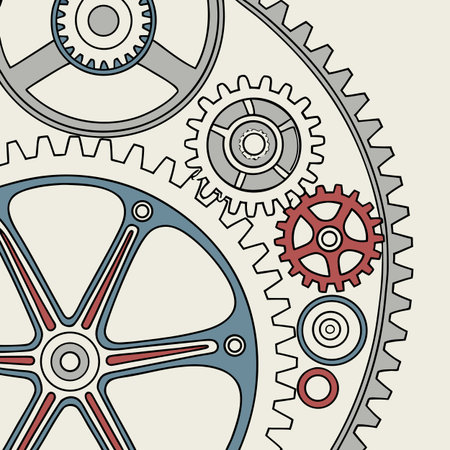 Cogwheels and gears. Vector illustration in retro style.のイラスト素材