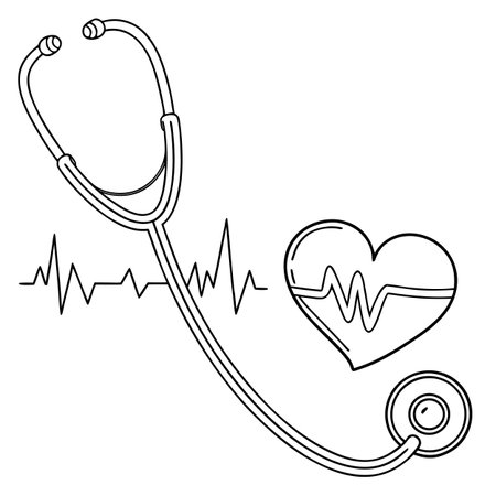 Stethoscope and heart. Vector illustration of a stethoscope and heart.のイラスト素材