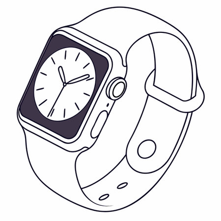 smartwatch wearable technology cartoon vector illustration graphic design in black and whiteのイラスト素材