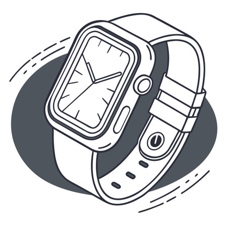 Stylized icon of a wristwatch on a white background.のイラスト素材
