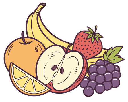 Fruits and berries icon. Healthy organic and fresh food theme. Isolated design. Vector illustrationのイラスト素材