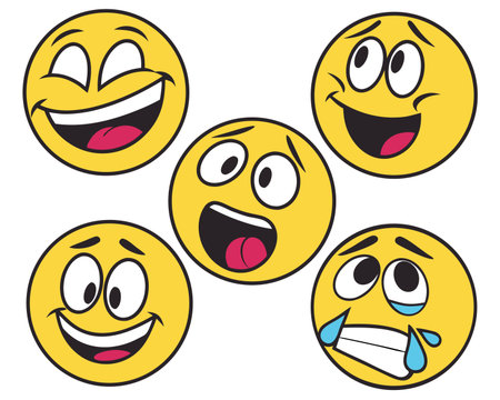 Smiley faces. Emoticon collection. Cartoon vector illustration.のイラスト素材