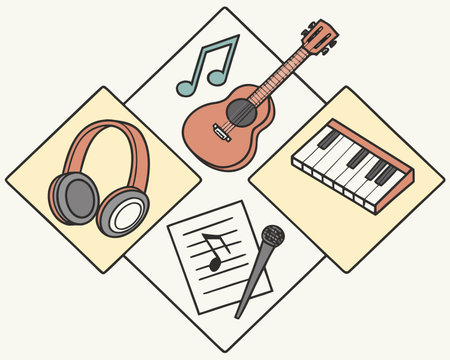 music lifestyle design, vector illustration eps10 graphic. music iconsのイラスト素材