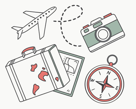 Set of travel icons in thin line style. Vector illustration for your designのイラスト素材