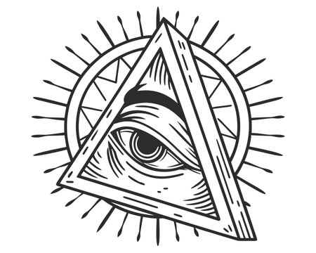 All seeing eye. Eye of Providence. Black and white vector illustrationのイラスト素材
