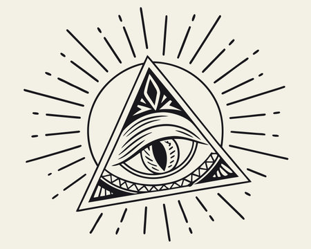Eye of Providence. Vector illustration in linear style. Eye of Providence.のイラスト素材