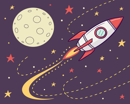 Rocket and moon design, Space futuristic cosmos outside universe and science theme Vector illustrationのイラスト素材
