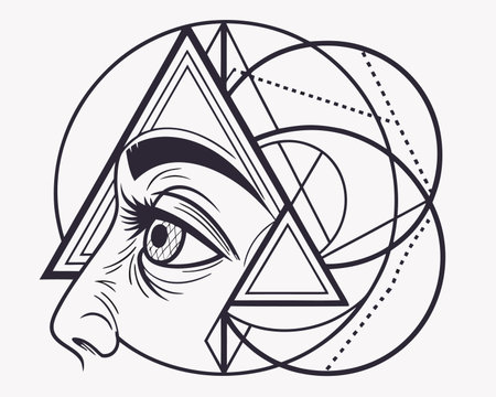 Egyptian pharaoh face with pyramid. Vector illustration for your designのイラスト素材