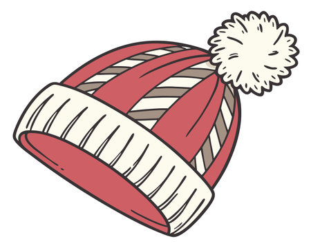 Winter hat isolated on a white background. Vector illustration in doodle style.のイラスト素材