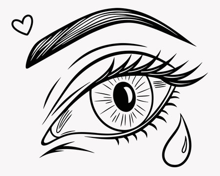 Eye with drop of blood. Vector hand drawn illustration for your designのイラスト素材