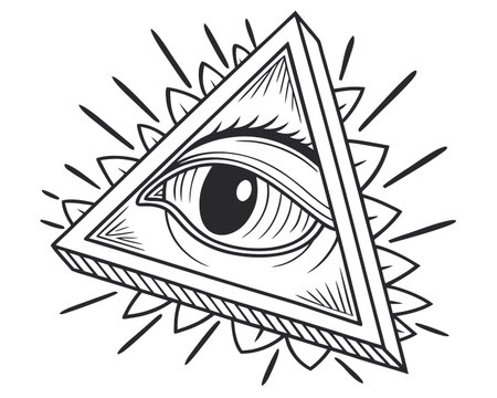 Eye of Providence. Black and white vector illustration. Tattoo design.のイラスト素材