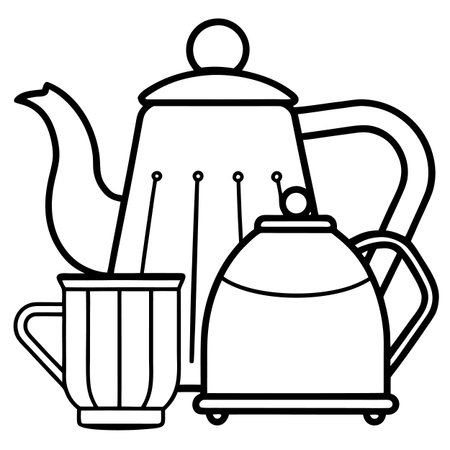coffee pot and teapot icon cartoon vector illustration graphic designのイラスト素材