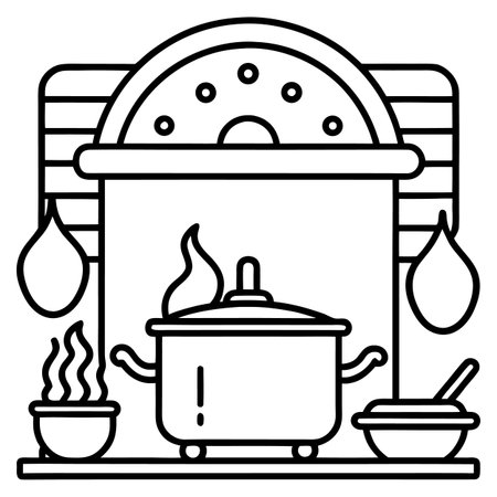 Fireplace icon. Outline fireplace vector icon for web design isolated on white backgroundのイラスト素材