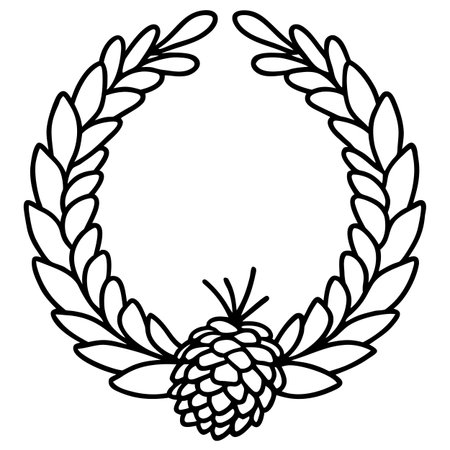 Illustration of a laurel wreath with a pine cone.のイラスト素材