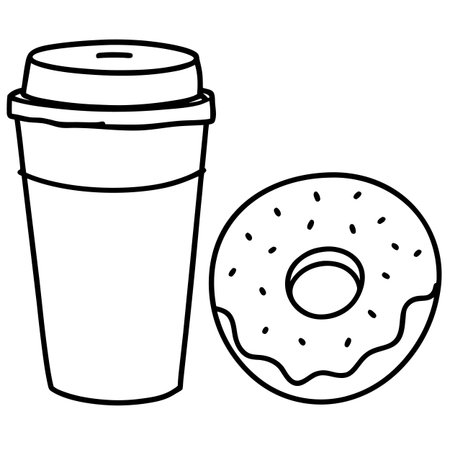 Coffee to go and donut design, Time drink breakfast beverage shop morning and meal theme Vector illustrationのイラスト素材