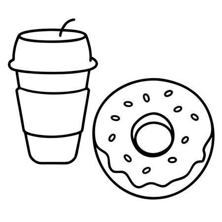 coffee to go and donut icon over white background, vector illustrationのイラスト素材