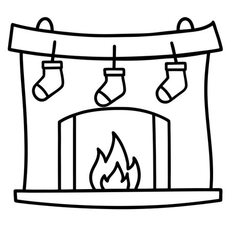 Fireplace icon. Outline illustration of fireplace vector icon for webのイラスト素材