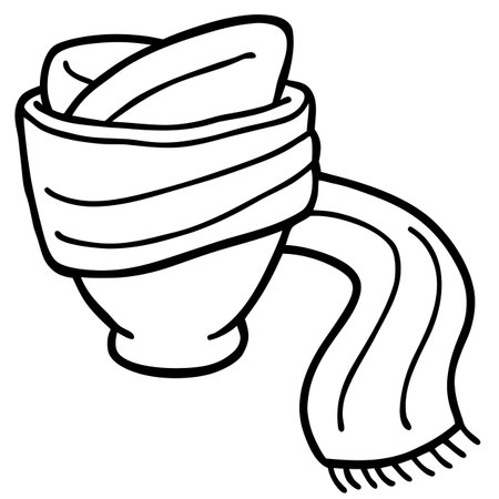 Illustration of a Scarf with a Cup of Tea or Coffeeのイラスト素材