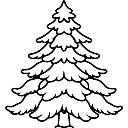 Black and White Cartoon Illustration of Christmas Tree or Fir Tree for Coloring Bookのイラスト素材