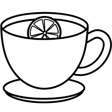 Cup of tea with lemon icon. Outline illustration of cup of tea with lemon vector icon for webのイラスト素材