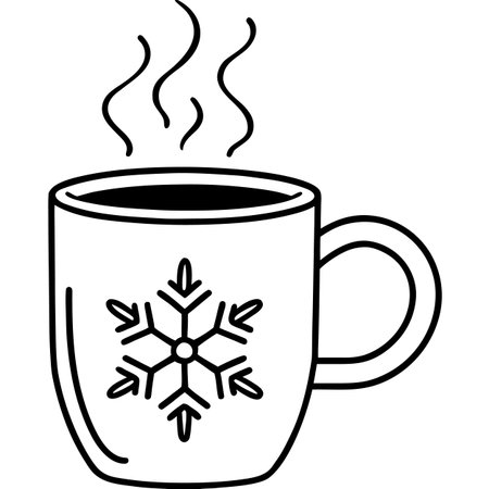Cup of hot coffee with snowflakes. Vector illustration.のイラスト素材