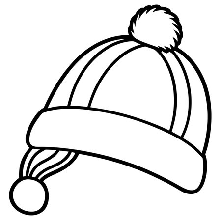 Black and White Cartoon Illustration of Winter Hat or Cap for Coloring Bookのイラスト素材