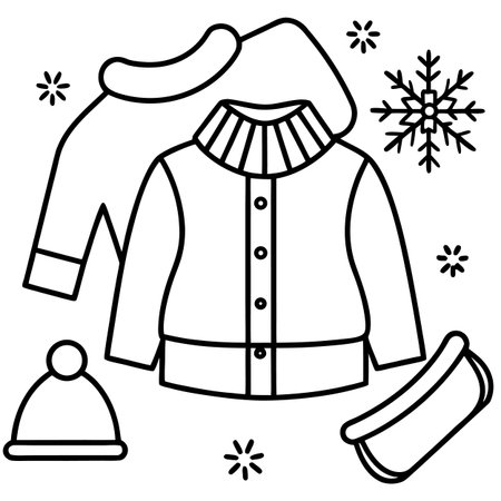 Winter clothes set. Outline illustration of winter clothes set for your designのイラスト素材