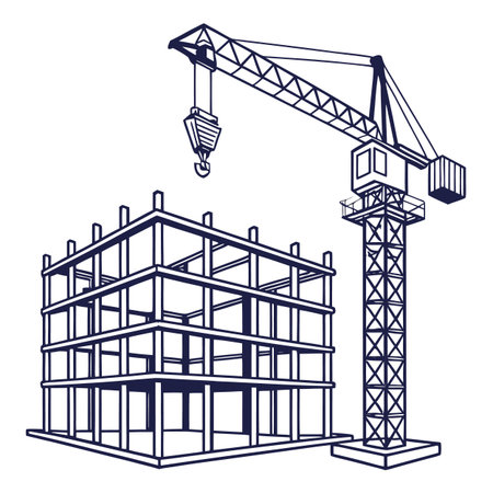 construction building with crane vector illustration graphic design vector illustration graphic designのイラスト素材