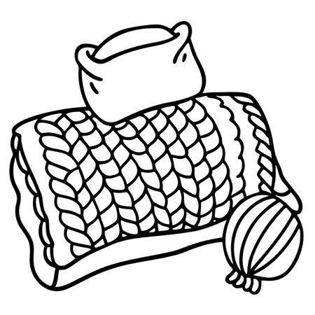 Coloring book for children: knitwear (pillow)のイラスト素材