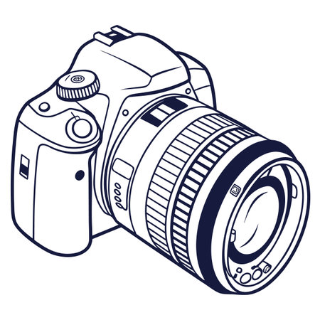 Digital SLR camera isolated on a white background. Vector illustration.のイラスト素材