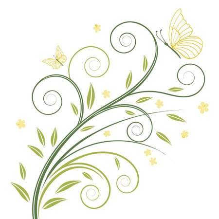 Floral background with butterfly, element for design, vector illustration.のイラスト素材