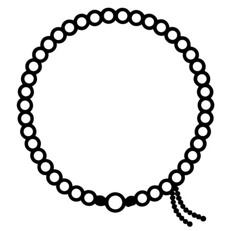 Black and white round rosary. Raster clip art.のイラスト素材