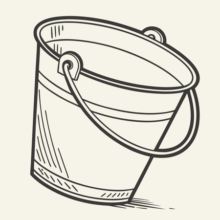 Paint bucket icon. Hand drawn illustration of paint bucket vector icon for webのイラスト素材