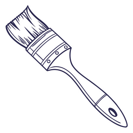 Paint brush icon. Drawing sketch illustration hand drawn line art styleのイラスト素材