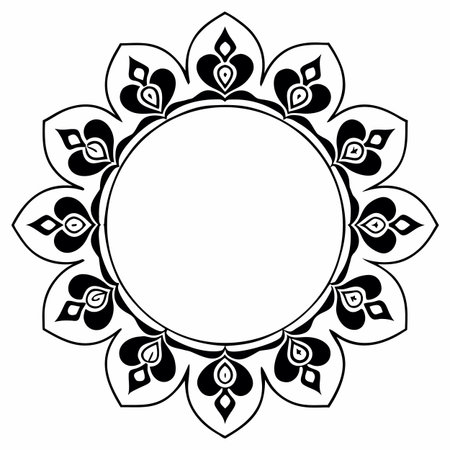 Oriental black and white round frame. Vector clip art.のイラスト素材