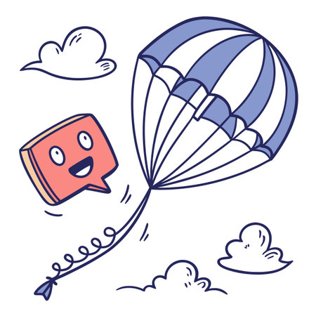 Cute cartoon air balloon with smiley face. Vector illustration.のイラスト素材