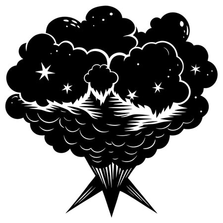 Cartoon explosion with smoke. Vector illustration ready for vinyl cutting.