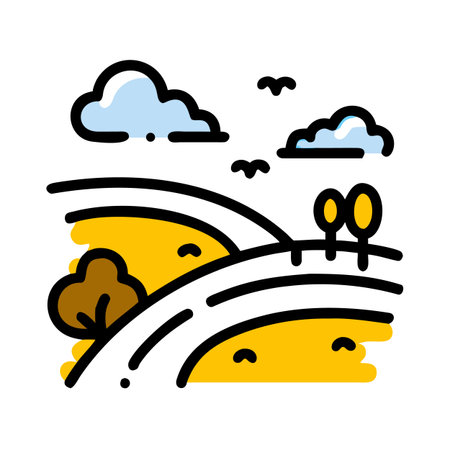 Autumn landscape vector illustration, filled design editable stroke icon.のイラスト素材
