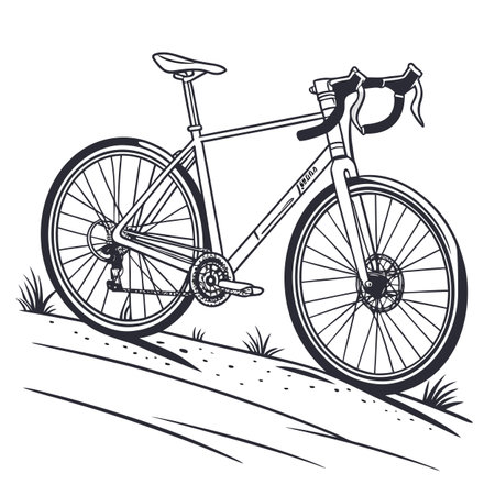 Bicycle in the road. Vector illustration on a white background.のイラスト素材
