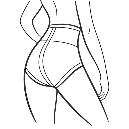Female body in underwear on a white background. Vector outline illustration.のイラスト素材