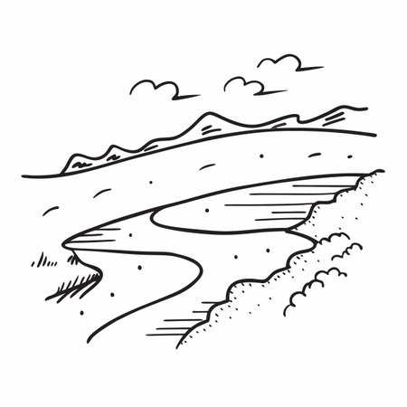 Vector hand drawn illustration of a sand dune in the summer.のイラスト素材