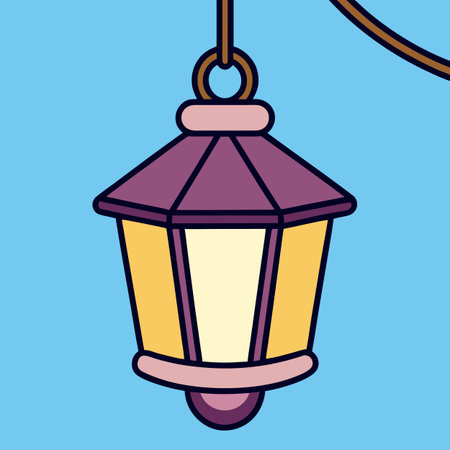 Ramadan Kareem greeting card with lantern. Vector illustration in flat styleのイラスト素材